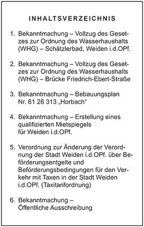 Inhaltsverzeichnis - Amtsblatt Nr. 15 / 2023