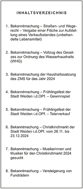 Inhaltsverzeichnis - Amtsblatt Nr. 04 / 2024