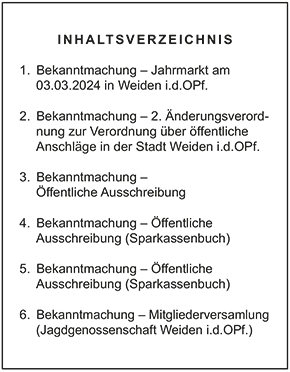 Inhaltsverzeichnis - Amtsblatt Nr. 03 / 2024